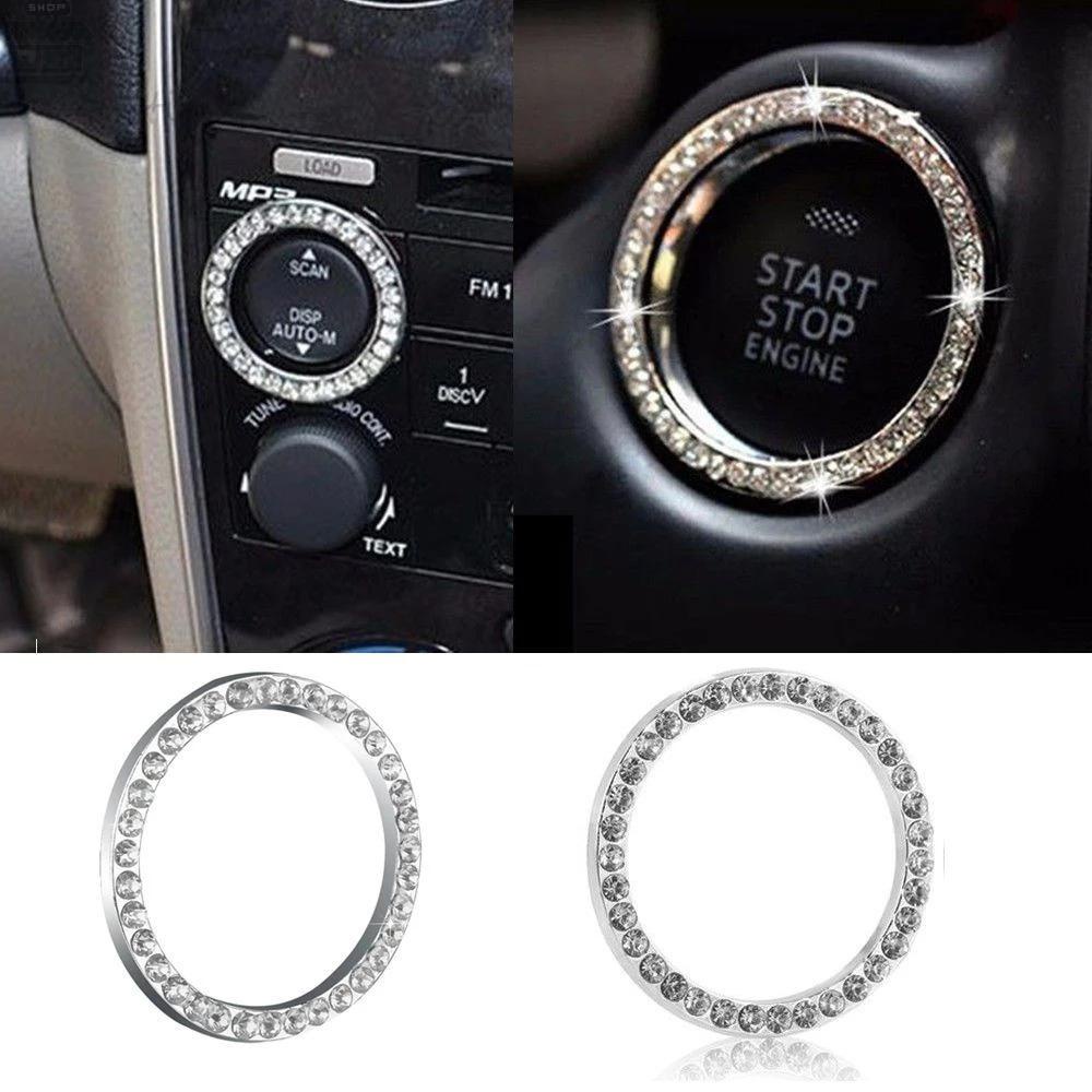 Agustina Car Start Lingkaran Hias Aksesoris Mobil Mobil Lingkaran Trim Cover Berlian Imitasi Cincin Kristal Cincin Berlian Hias