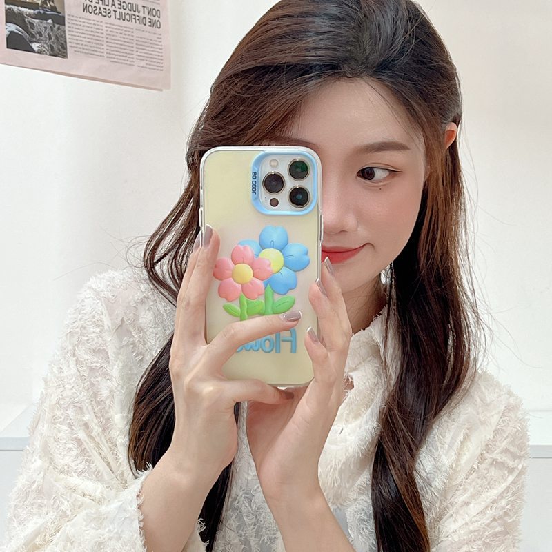 Nice Pink Blue Flower Skin Feel Soft Case HP iP iPhone 12 13 14 Pro Max 11 Woman Girl FTD Casing Apple