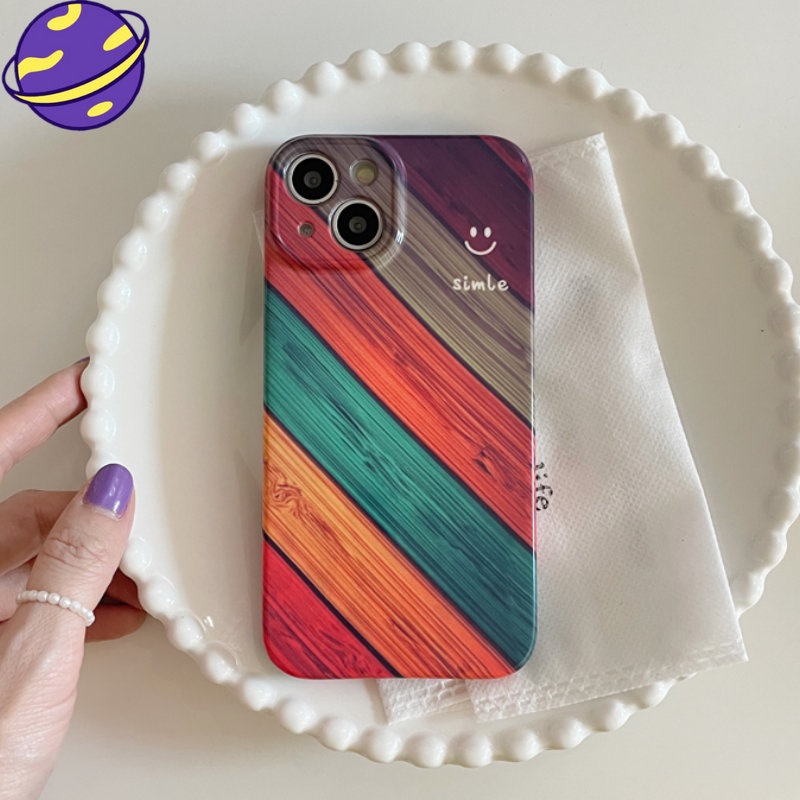 IPHONE Casing Pelindung Gaya Jalan Vintage Bermotif Cocok Untuk Iphone14 13 12 11 Pro Max All Inclusive Rainbow Casing Ponsel Silikon