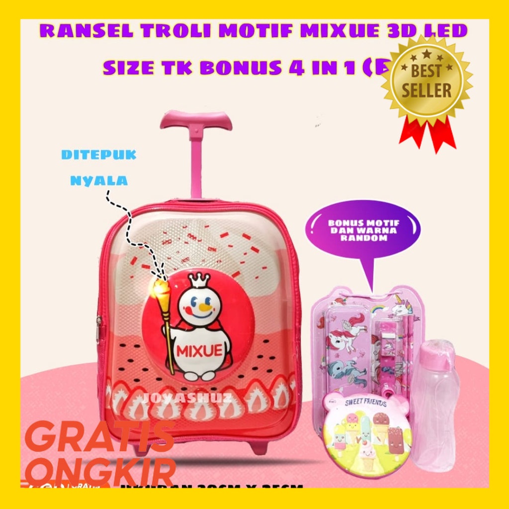 MIXUE TERBARU PROMO / Tas Anak Sekolah - Ransel Troli Anak TK - Tas Koper Gratis Banyak - Ransel Tro