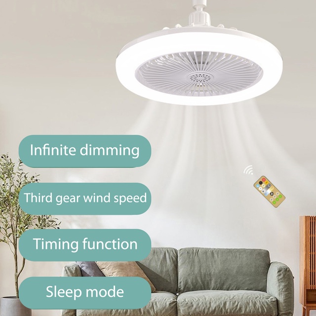 E27 Lampu Led Ceiling Light Plafon Kipas Listrik Lamp Fan With Remote Control