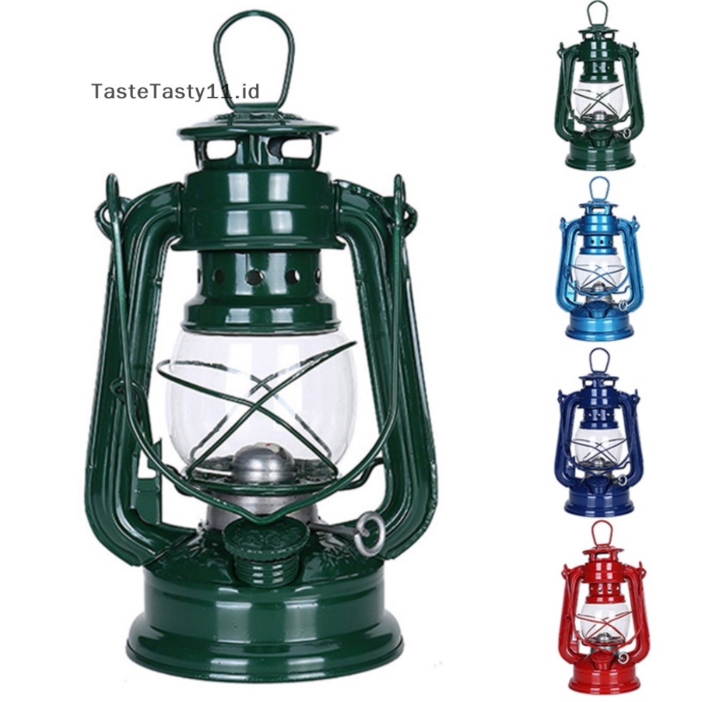 Tastetasty 19cm Retro Outdoor Camping Lampu Minyak Tanah Lentera Portabel Bronze Colored Oil Lam.