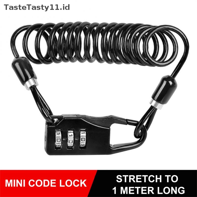 Tastetasty Kunci Helm Portable Steel Cable Lock Sepeda Kombinasi Password 3digi.