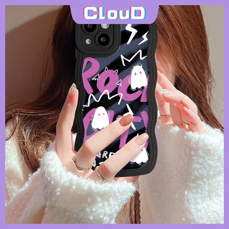 Untuk Redmi 9C 10A 910c A1 12C 9A 9T 10a1+Redmi Note8 9 10s 11s 9s 11 10 Pro POCO M3 X3 NFC Pro Mi 11T Pro Wavy Edge Soft Tpu Cute Bear Huruf Kartun Hantu Kecil Case Monster