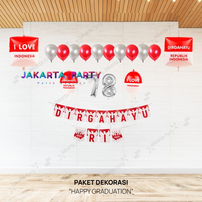 Paket DIRGAHAYU RI #10 / Paket HUT RI / paket dekorasi merah putih