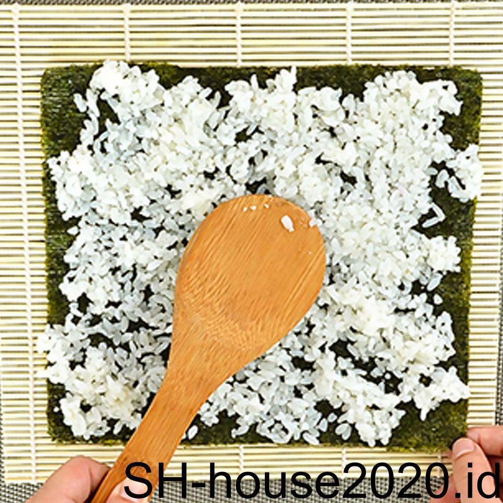 Alat Pembuat Sushi Tikar Penggulung Sushi Dengan Sendok Bambu Sushi Roller Pad Rolling Mats Rice Paddle Tools Kitchen DIY Aksesoris