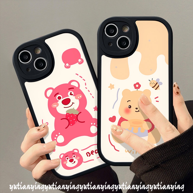 Cute Strawberry Bear Case for Infinix Smart 6 5 Hot 10s 10T 11 10 11s 9 Play Hot Note 8 10 Lite Cartoon Winnie The Pooh Lotso Soft Tpu Back Cover