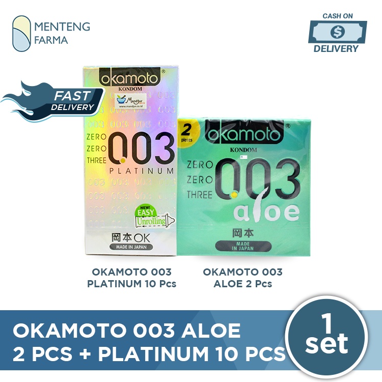 Kondom Okamoto 003 Aloe isi 2 + 003 Platinum isi 10