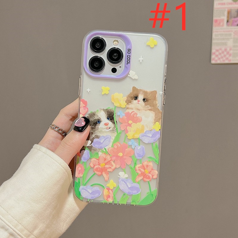 Oil Painting Love Dog Skin Feel Soft Case HP iP iPhone 12 13 14 Pro Max 11 So Cool FTD Casing Apple