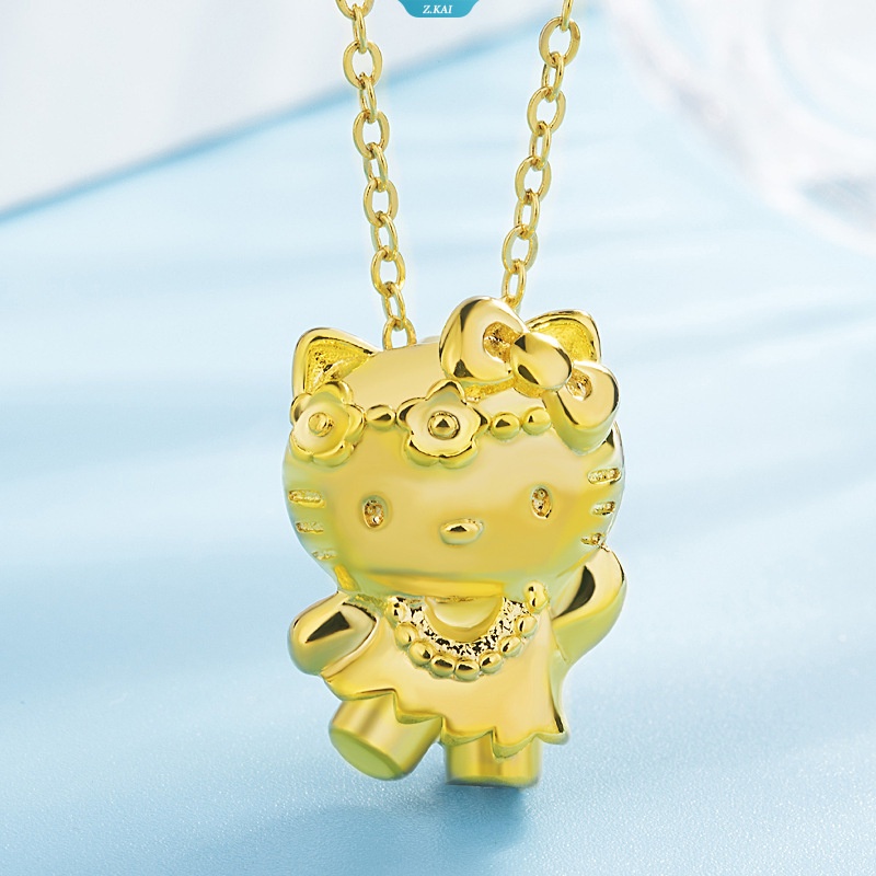 Fashion Korea Kartun Emas Putih Yellow Gold HelloKitty Liontin Kalung Perhiasan Perempuan Hadiah Hari Valentine Tgl14 Februari [ZK]