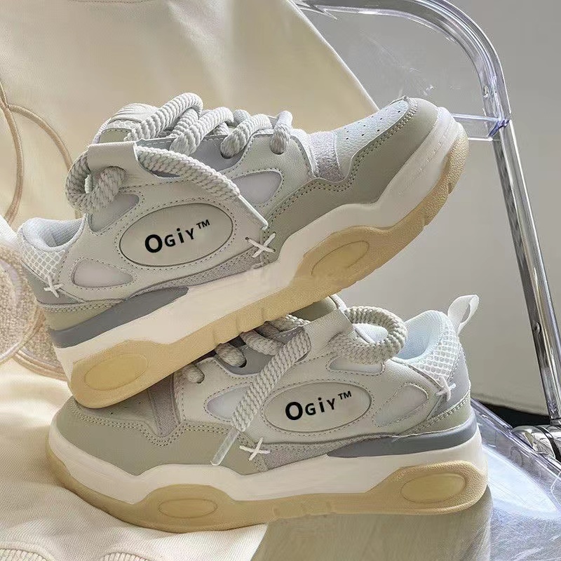 [GROSIR][COD] SEVEN_DAY SEPATU SNEAKERS MODEL ROTI TALI RAMI WANITA KOREA STYLE KREM FQ-219