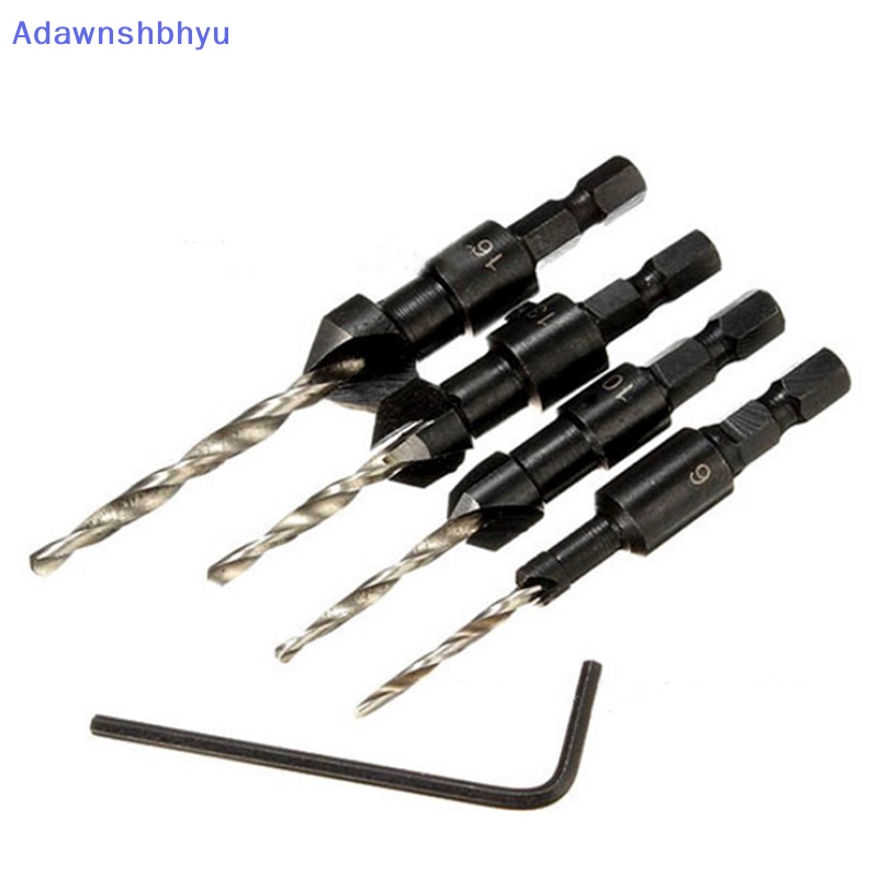 Adhyu 4Pcs 5giling HSS Countersink Mata Bor Set Woodworking Alat Pertukangan 6-12# Id