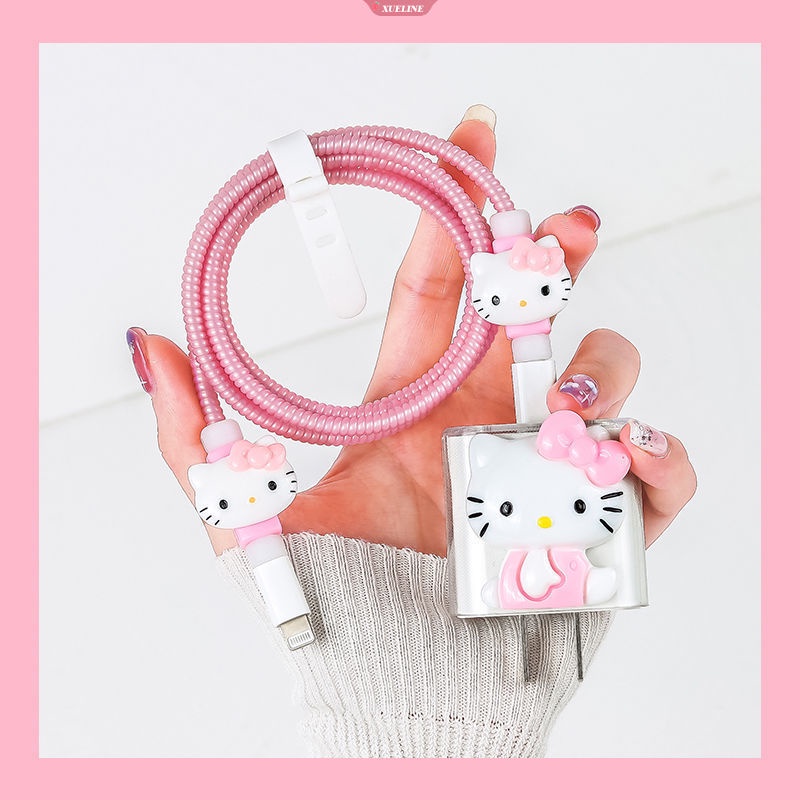 Pretty Sanrio Hello Kitty Kartun Kabel Data Pelindung Case Charger Anti Putus Lengan Mainan Anak Lucu Hadiah Ulang Tahun Cewek [ZXL]