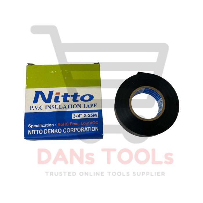 Isolasi Listrik NITTO Hitam 3/4inx25M - Isolasi Kabel Insulation Tape