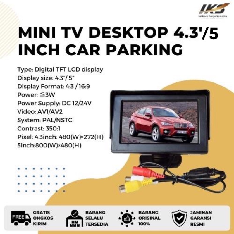 Mini TV Desktop 4.3 / 5 inch Car Parking Display TFT LCD Color Rearview Monitor for DVD, GPS, Camera