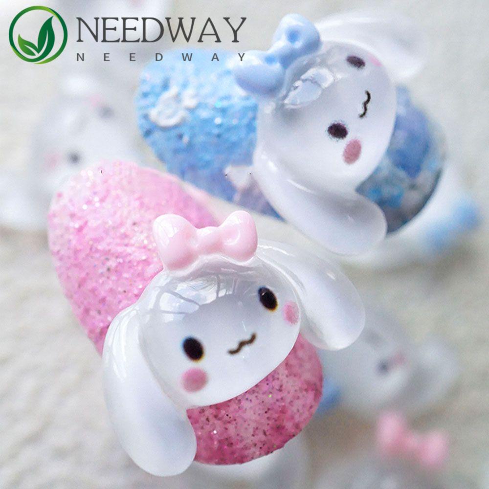 Needway   Puppy Nail Art Perhiasan Gaya Jepang Transparan Kartun Telinga Besar Anjing DIY Hiasan Kuku