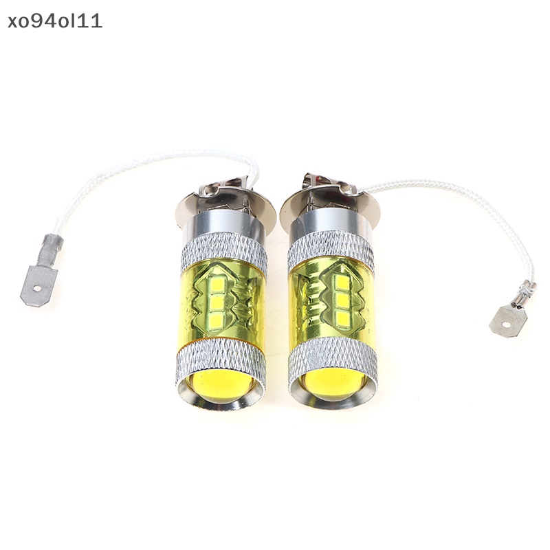 Xo 2pcs Lampu Kabut LED 12-24V H3 80W 16smd LED Car Fog Light Kuning Daya Tinggi OL