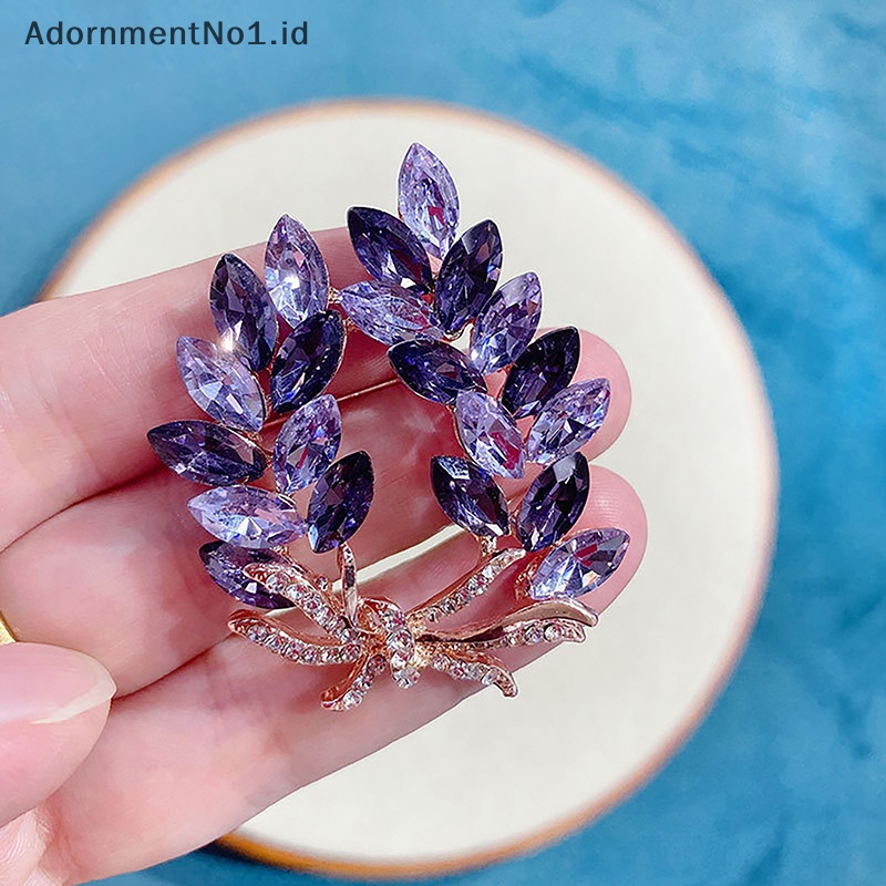 [AdornmentNo1] Wanita Bros Romantis Kristal Lavender Lapel Pin Aksesoris Pakaian Perhiasan [ID]