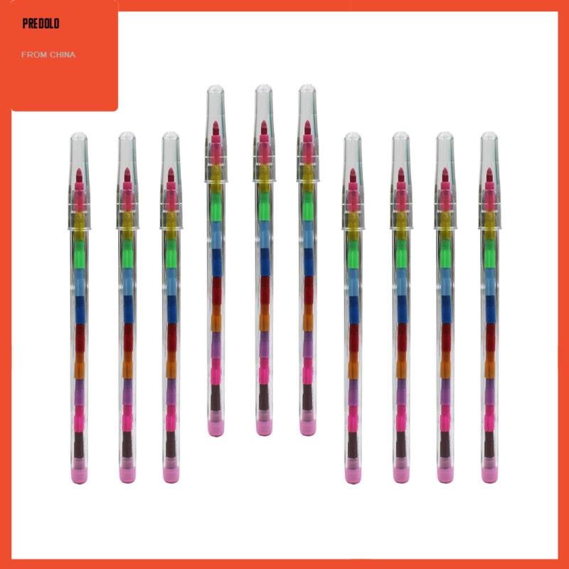 [Predolo] 10x Stackable Crayons Art Supplies Pensil Mewarnai Dapat Dibangun Untuk Menandai