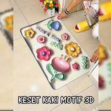 BOP KESET KAKI 3D DIATOMITE PERSEGI MOTIF GAMBAR 3 DIMENSI ALAS LAP KAKI KAMAR MANDI DAPUR ANTI BAU DOORMAT ANTI SLIP KARPET ALAS LANTAI WC