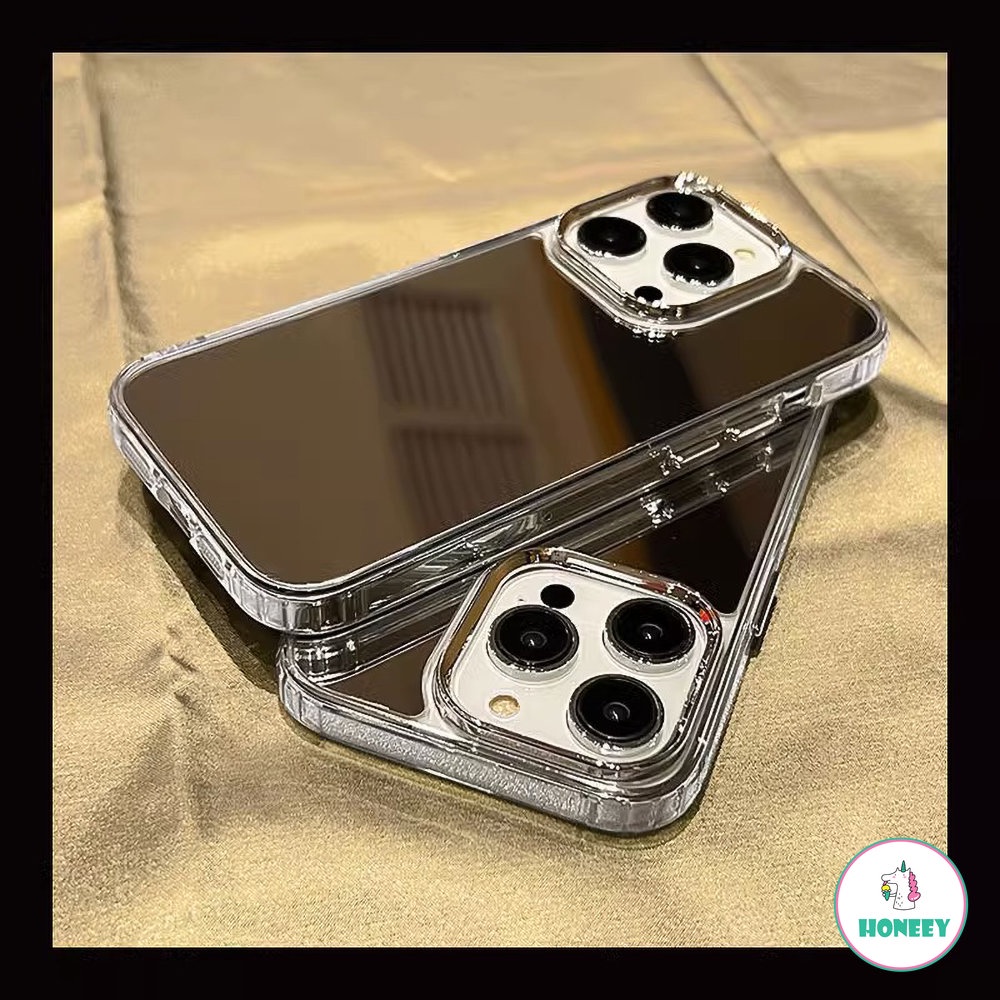 IPHONE Fashion Makeup Cermin Electroplated Case Untuk Iphone11 14 Pro Max13 12 Pro max Shockproof Silikon Bumper Ponsel Cover