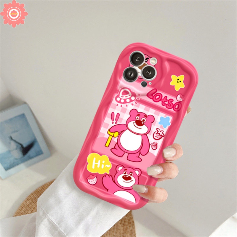 Casing Manyo Beruang Strawberry Untuk Redmi Note12 11 10 10s 8 9 11s 10Pro Max Plus POCO M3 Redmi 10A 10C 10 A2 9 9A 9T A1 9C NFC Kartun Toy Story Alien 3D Wavy Curved Edge Lovely Case