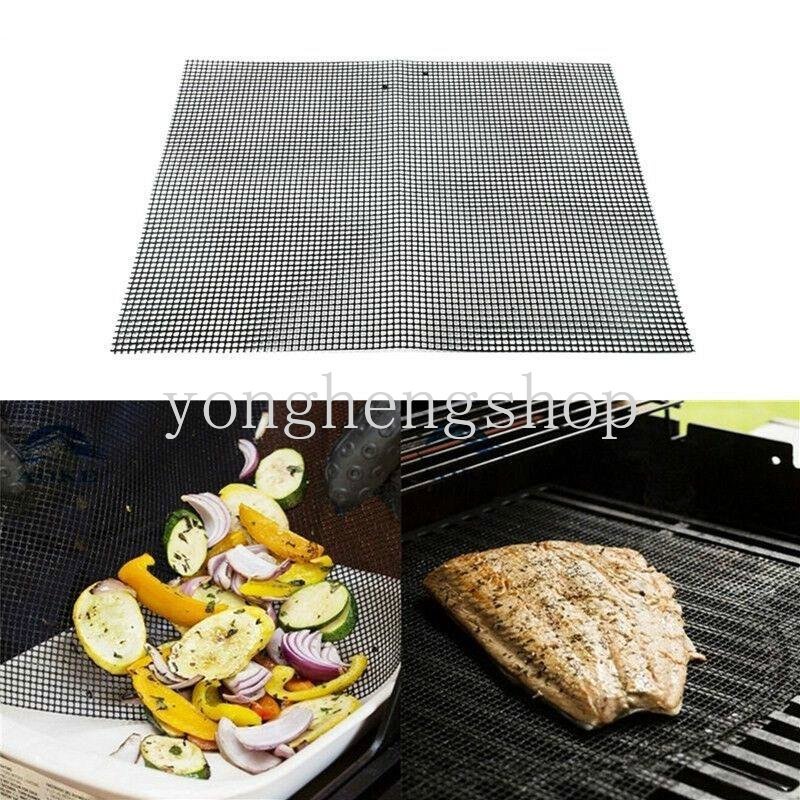 Non-stick Barbekyu Mesh Mat Reusable Tahan Panas BBQ Baking Net Pad Liner Outdoor Camping Memanggang Tikar Aksesoris Dapur