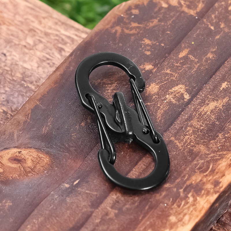 Gantungan Kunci Hitam Kait Bahan Aluminium Alloy 8-bentuk Carabiner/Aksesoris Luar Ruangan Rumah Gesper Untuk Camping Hiking Traveling Ransel