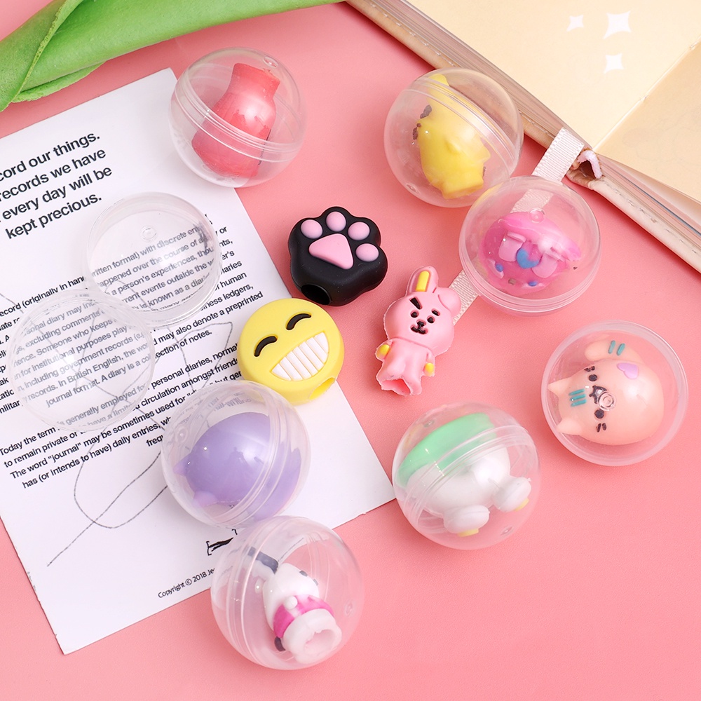 [Harga Grosir] 32mm Gaya Acak Transparan Bulat Boneka Mini Gashapon Mainan/Kreatif Anak Tk Perangkat Permainan Edukasi Dini/Gashapon Mesin Mainan Bola