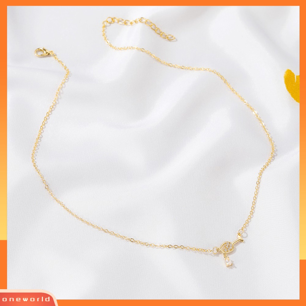 [ONE] Wanita Kalung Shiny Indah Elegan Menawan Mata-catching Alloy Gelas Anggur Berlian Imitasi Liontin Kalung Perlengkapan Pesta