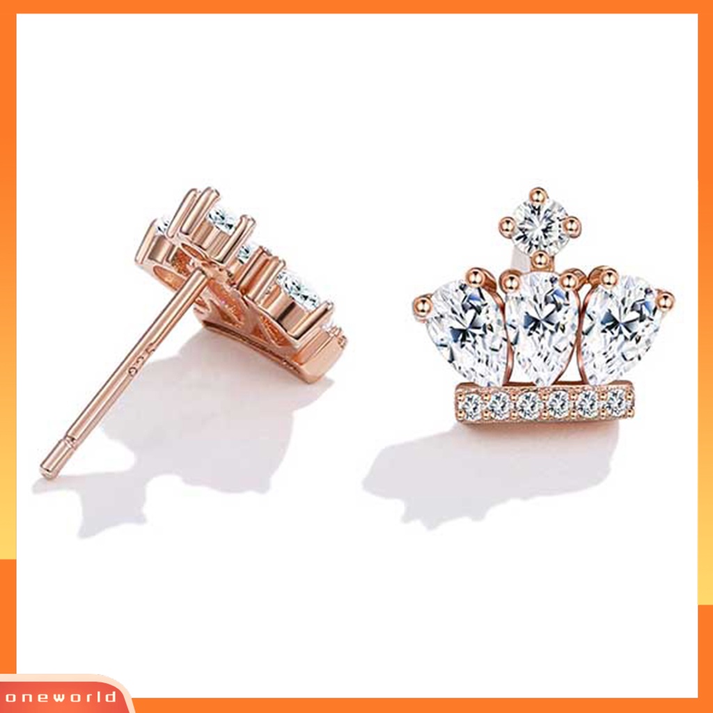 [ONE] Silverhoo Wanita Kalung Mahkota Cubic Zirconia Perhiasan Indah Semua Pertandingan Telinga Giwang Gelang Bangle Hadiah Perempuan