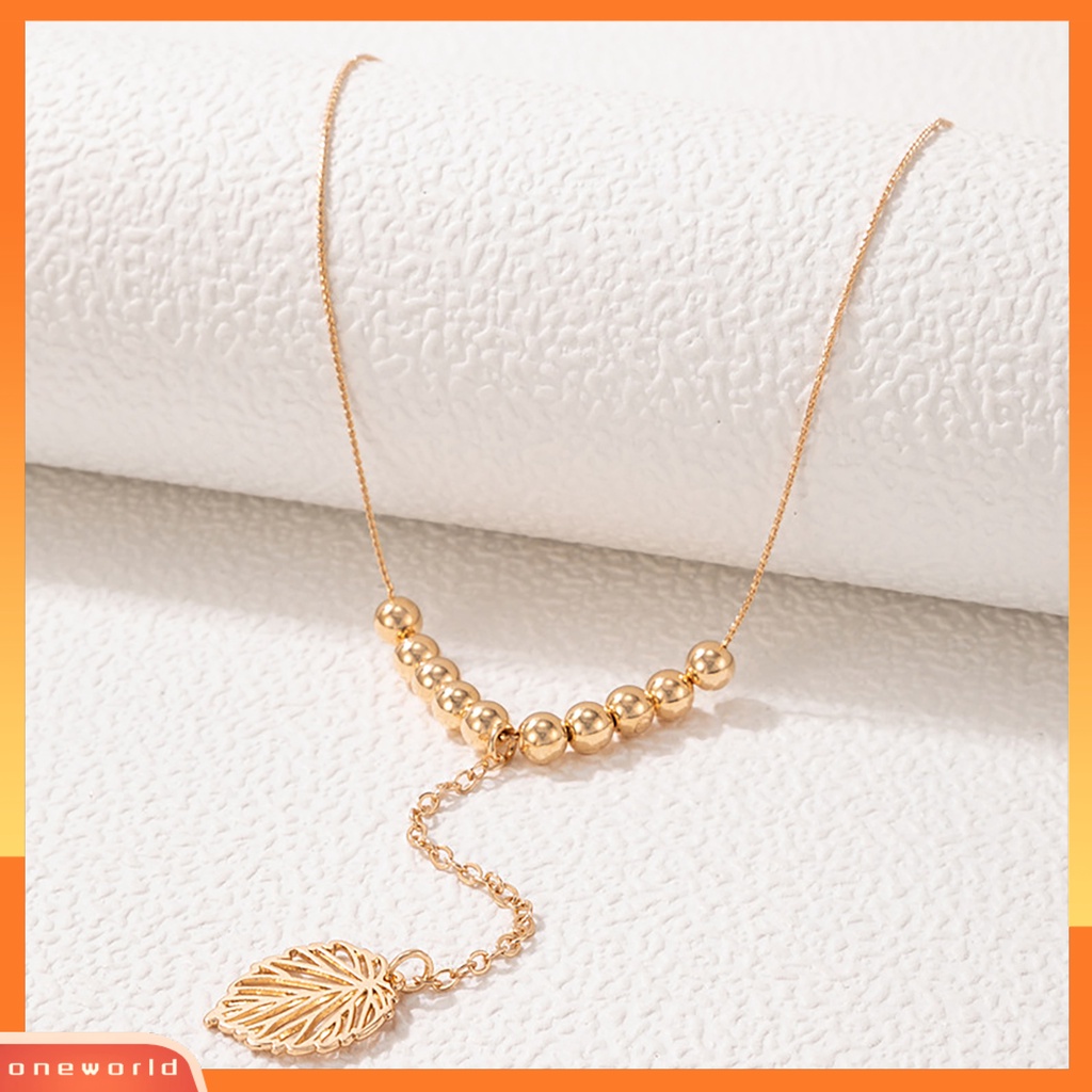 [ONE] Rantai Klavikula Eye-catching Sparkling Alloy Fashionable Liontin Daun Kalung Mungil Charms Untuk Wanita