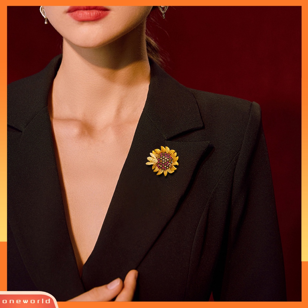 [ONE] Stunning Cloth Pin Berlian Imitasi Lebah Dan Bunga Matahari Bros Untuk Pesta Dan Pakaian Santai Enamel Bunga Pin Aksesori Pakaian
