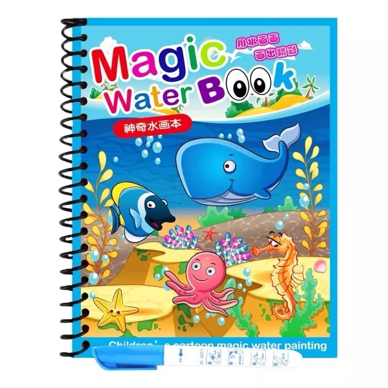 WE Magic Water Book Buku Gambar Mewarnai Ajaib Magic Water Pen Buku Warna Mainan Edukasi Anak Coloring Books