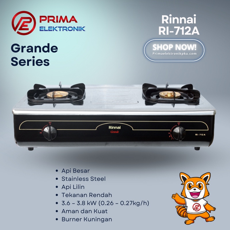 Kompor Gas Rinnai RI-712A 2 Tungku Grande