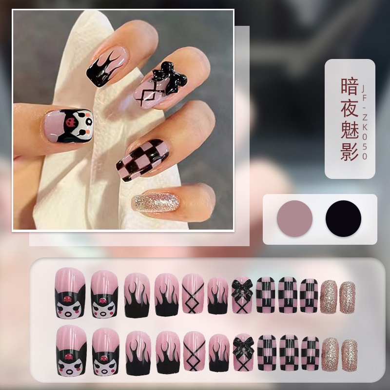 X51 24 Pcs DIY Kuku Palsu French Cool Finger Nail Art Stiker Kuku Palsu