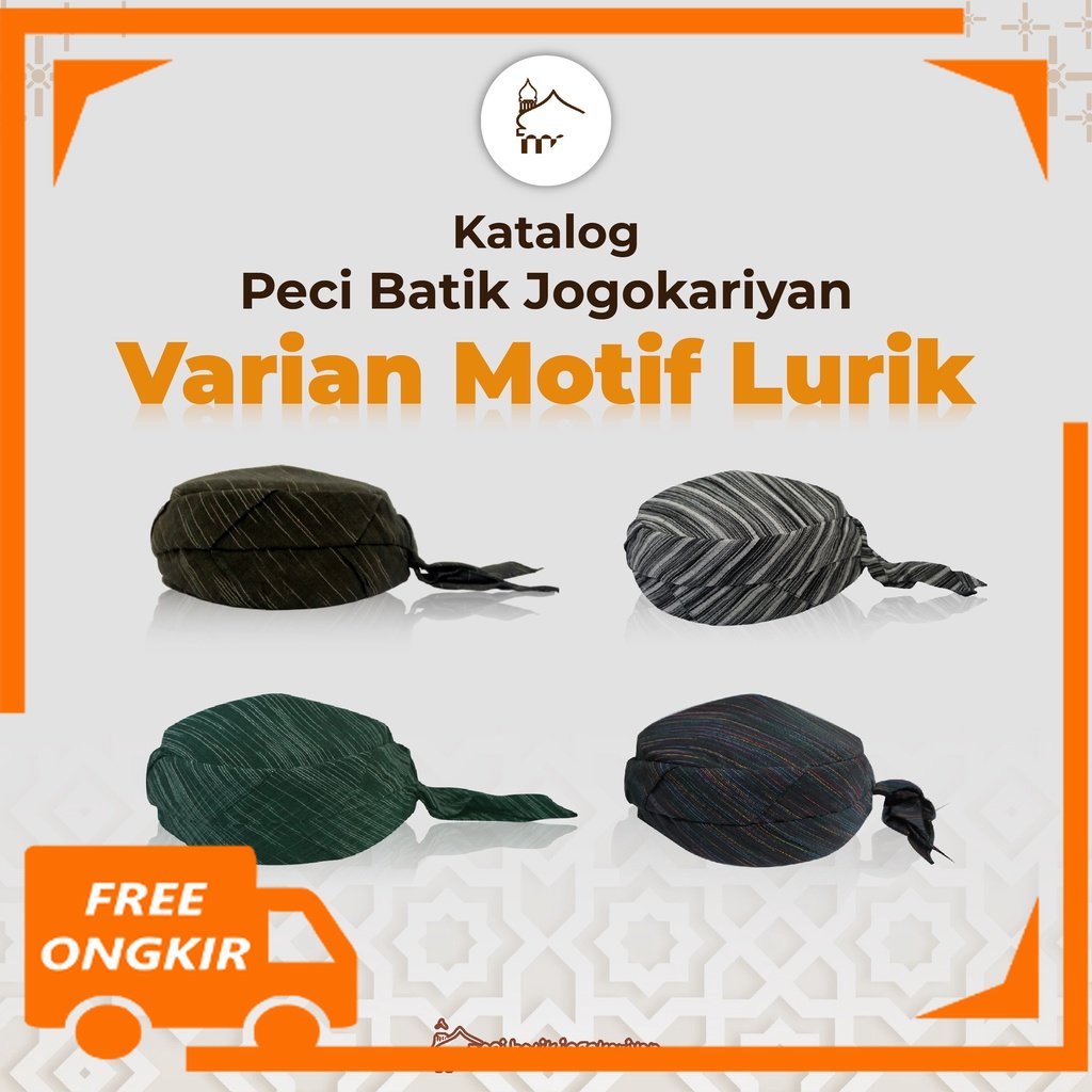 Peci Batik Jogokaryan Jogokariyan Motif Lurik kopeah udeng songkok kupluk