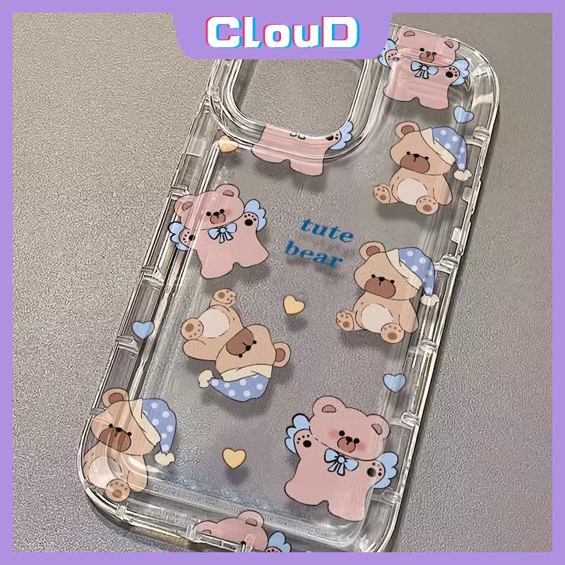 Case Beruang Kartun Lucu Untuk Redmi A1 9A 10A 9T 10 12C 9 9C NFC Redmi Note10 9 11 10s 8 11s 10 Pro Max POCO F4 Transparan Shockproof Airbag Lovely Rabbit Flower Tulip Soft Case