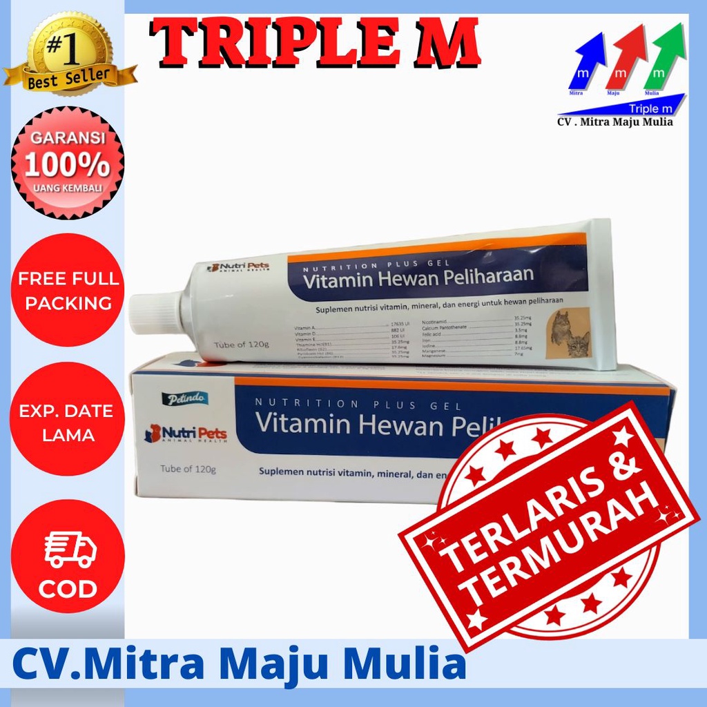 NUTRI PETS 120 gr Nutrition Plus Gel Vitamin Hewan Peliharaan TRIPLE M