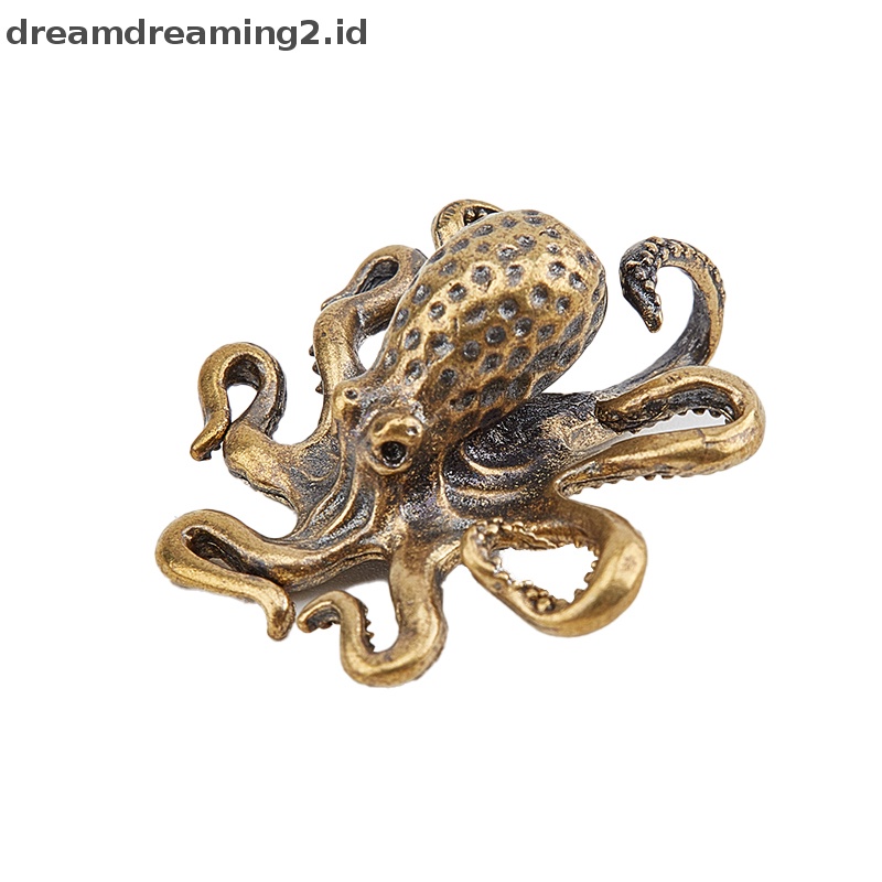 (drea) Patung Dekorasi Rumah Gurita Kuningan Ornamen Aksesoris Meja Teh Pet Craft //