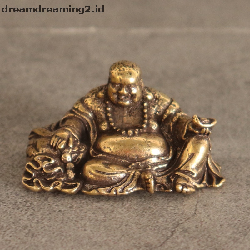 (drea) Patung Kecil Buddha Maitreya Tembaga Murni Ornamen Feng Shui Dekorasi Rumah //