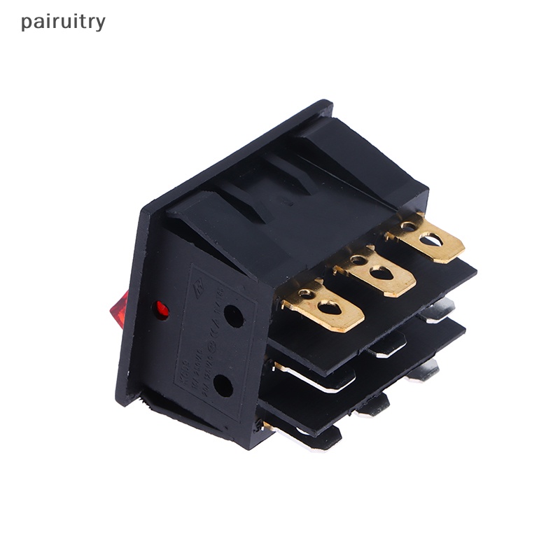 Prt Rocker Switch KCD3 Lampu Merah 3arah Saklar Hitam 9pin 2posisi ON-OFF/ON-ON 16A/20A 250/125V AC Triple Power Switch PRT