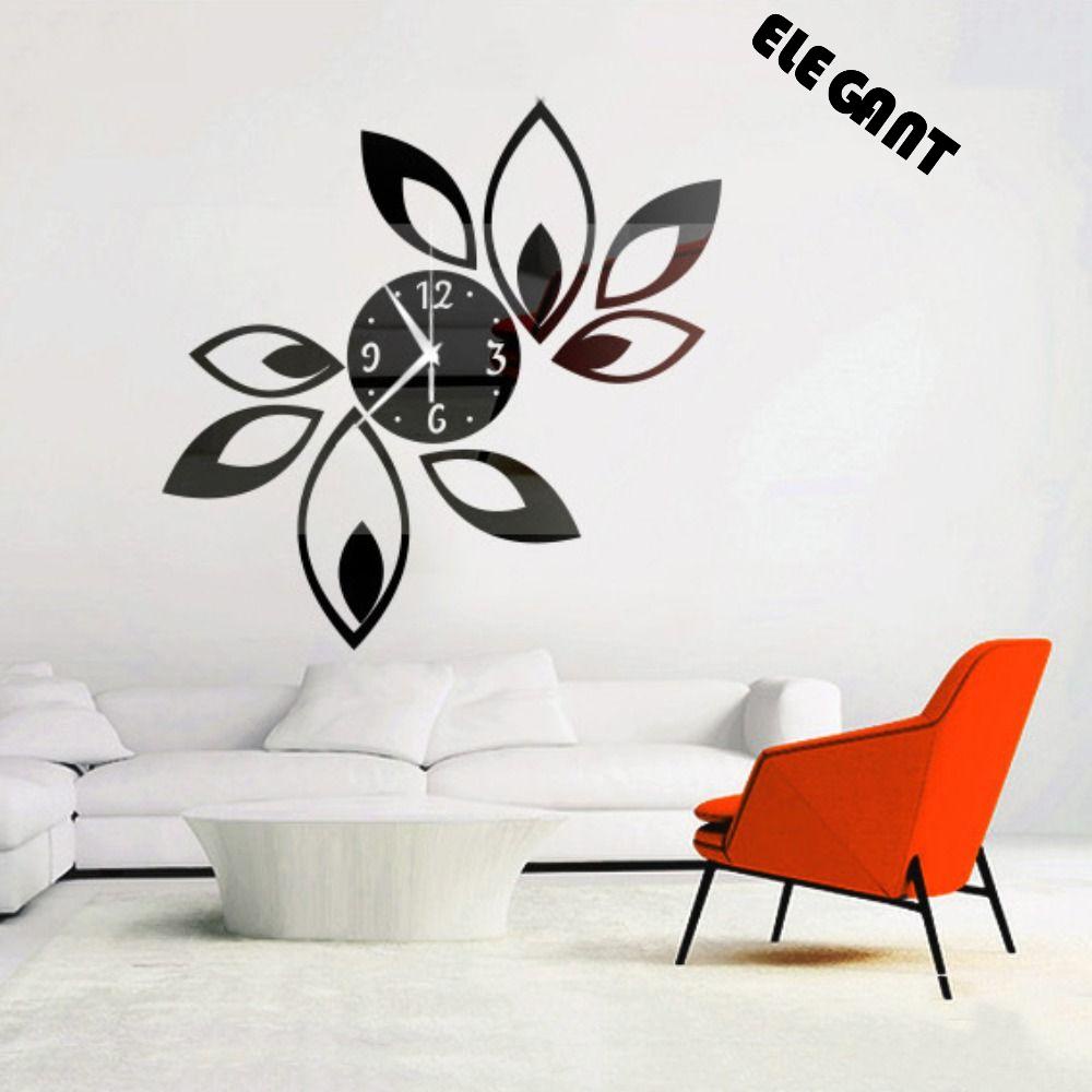 [Elegan] Jam Dinding Stiker Ringan Tanpa Bingkai Desain Cermin 3D DIY Kamar Tidur Akrilik Tidak Melukai Tangan Sofa Latar Belakang