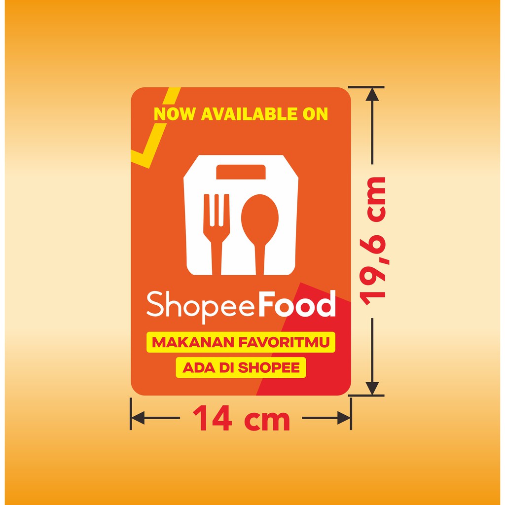 Sticker Shopee Food Stiker Kaca Dinding Etalase Label ShopeeFood Vinyl Tahan Air 14 x 19,5 cm