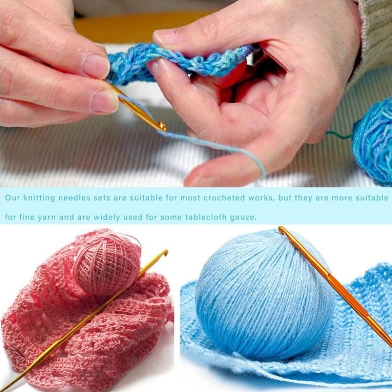 Crochet Kepala Ganda Jahit Paduan Aluminium/Handmade DIY Woven Craft Crochets Hook/Alat Jarum Crochet Pemula Rajut