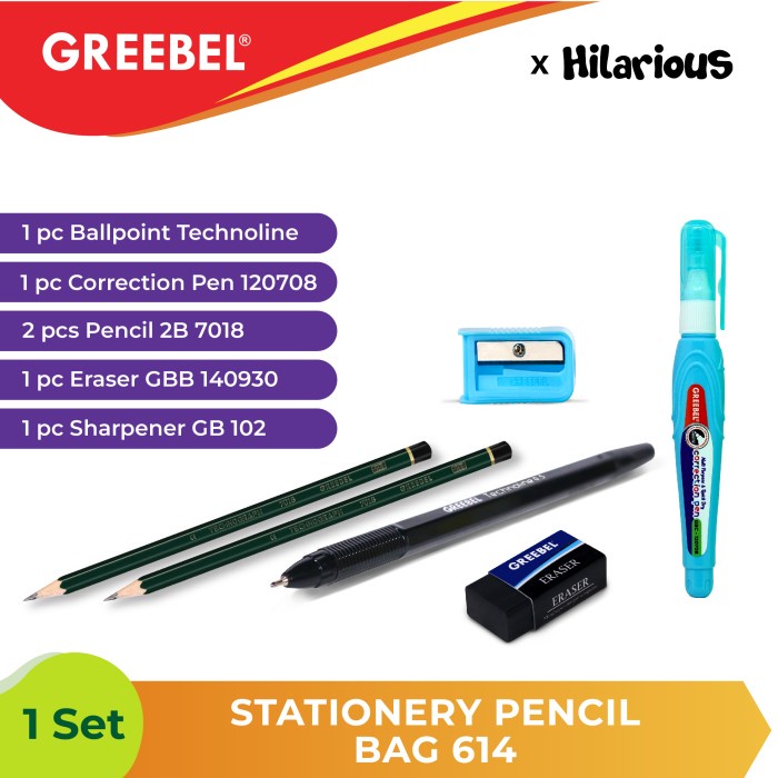 

GREEBEL Paket Stationery Pencil Bag / Tempat Pensil Set 614