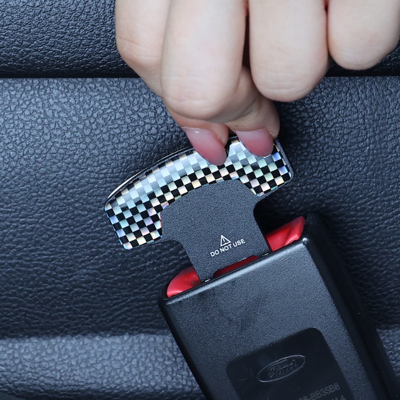 1pc Gesper Plug Sabuk Pengaman Mobil Serat Karbon Buram Berkualitas Tinggi/ Sabuk Pengaman Otomotif Kartu Insert Anti alarm/ Universal Vehicle Seatbelts Stopper