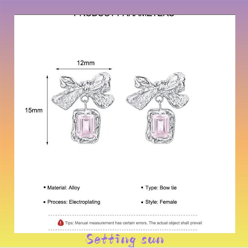 Anting Dasi Kupu-kupu Berlian Zircon Bow Stud Anting Fashion Korea Gaya Untuk Wanita TN