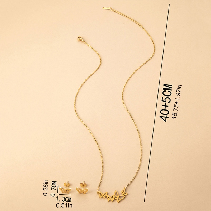 Baru Anti Karat Lucu Kupu-Kupu Pejantan Anting Liontin Kalung Wanita Set Perhiasan