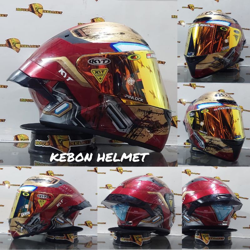 HELM KYT TT COURSE MARVEL IRONMAN LIMITED EDITION) TTC Paket gantang bisa((COD))